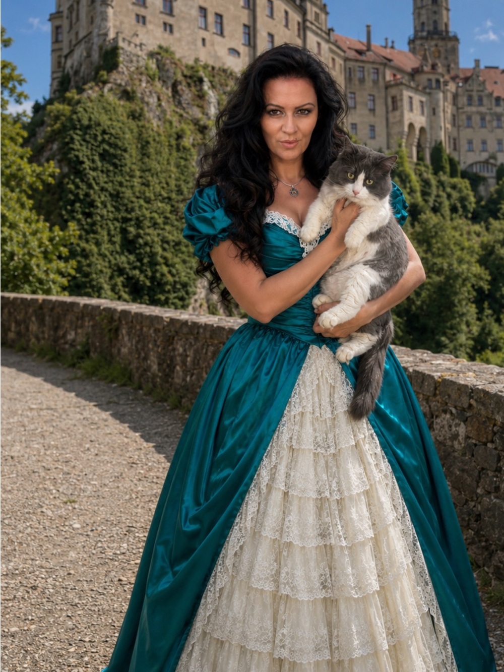Elegant Vintage Teal green Dress